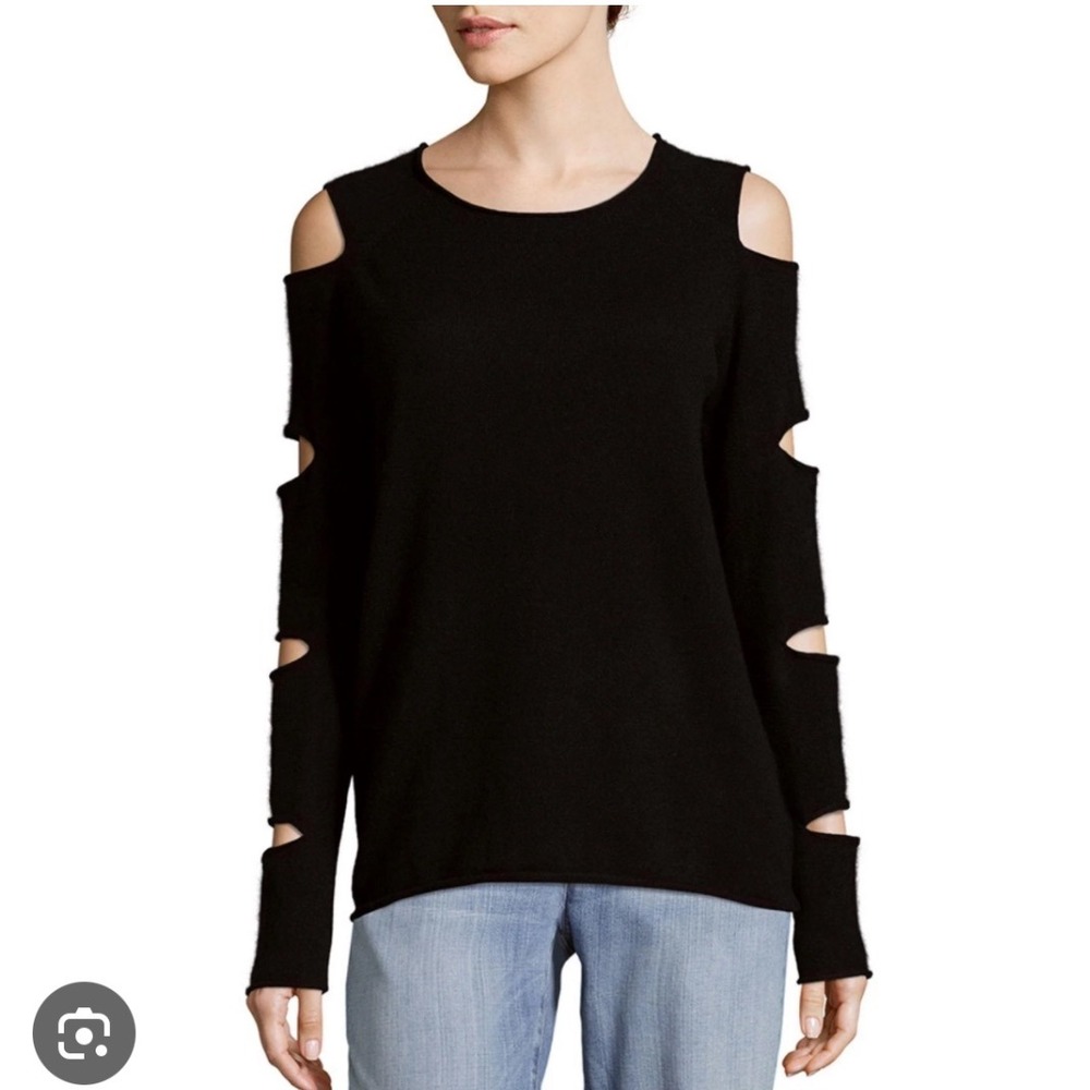 Skull Cashmere Tyrone Slash XS Black Pullover Cutout Sleeve Knit Top Sweater